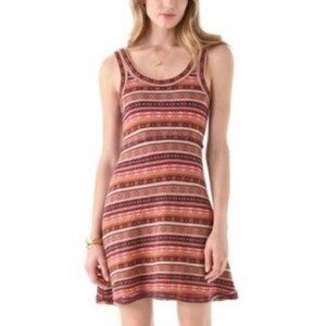 Free People Fair Isle A-Line Knit Mini Dress M | Boho 70s Retro Coastal Cowgirl